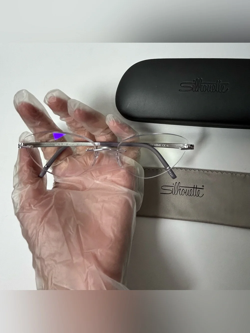 Silhouette Rimless Cat Eye Frames in Lavender and Silver 5529 70 4000 17-135